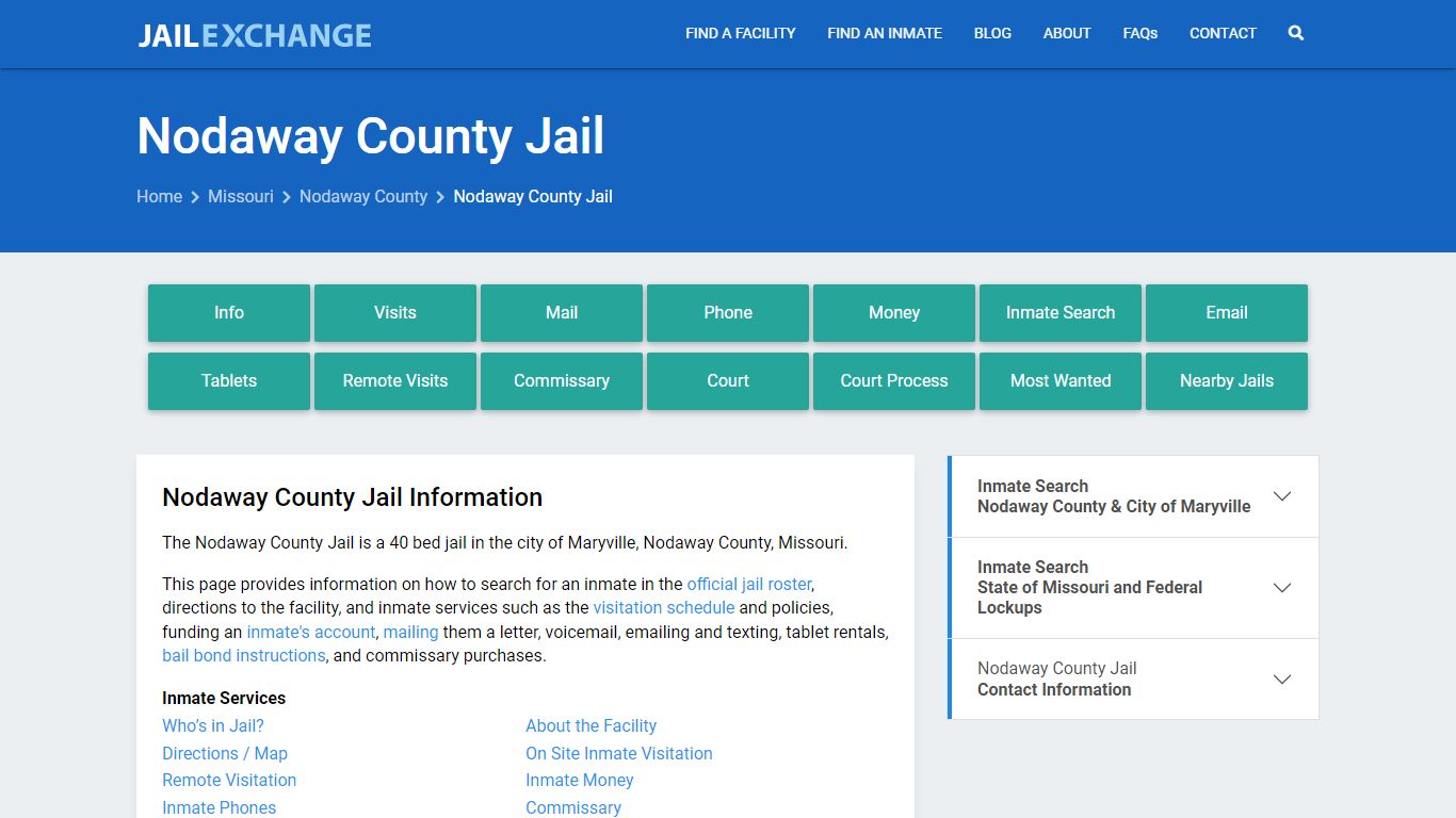 Nodaway County Jail, MO Inmate Search, Information